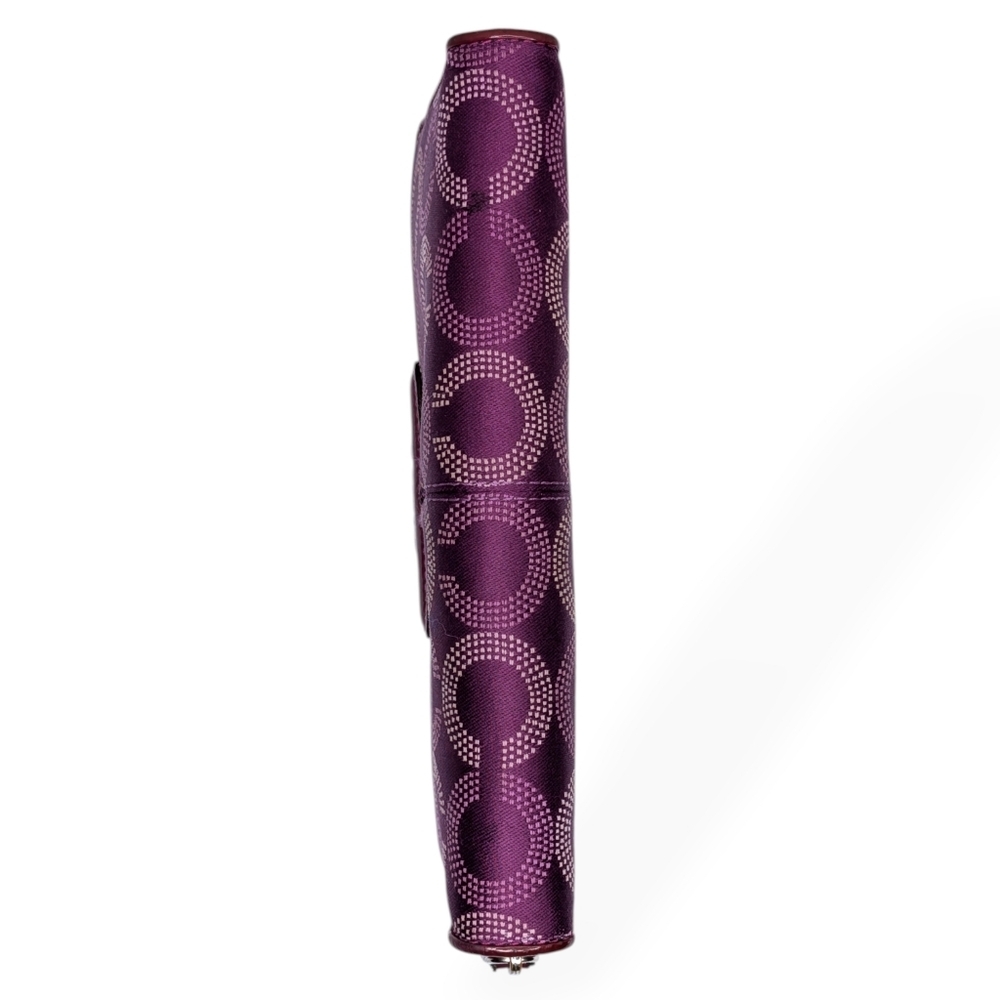 Coach Ashley Op Art Dotted Signature C Zip Around Accordion Wallet Purple Satin - Picture 10 of 16